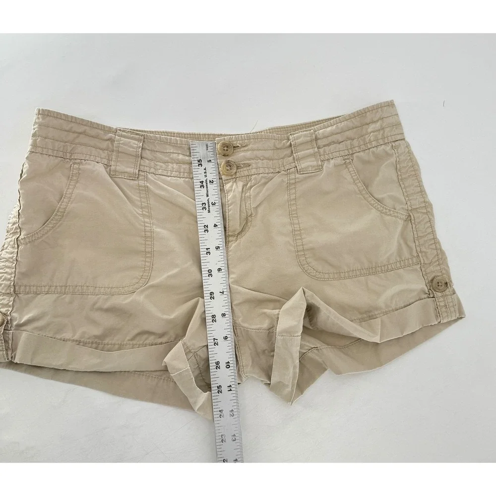 London Jean Chino Shorts Womens 10 Khaki Tan Cotton‎ Cuffed Utility RN 80763